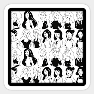 Women Girls Black and White Print Sticker